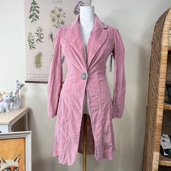 Bisou Bisou Jackets & Blazers - Y2k Pink Corduroy Trench Coat Dolly Kei Himekaji Fairy Dollette Femme NWT M